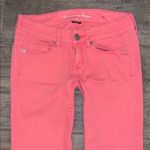 American Eagle Skinny Stretch Jeans Peachy Pink 0